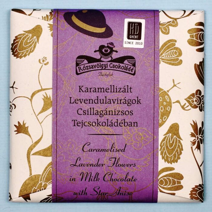 hd ghent rozsavolgyi csokolade caramelised lavender flowers in milk chocolate with star anise 40