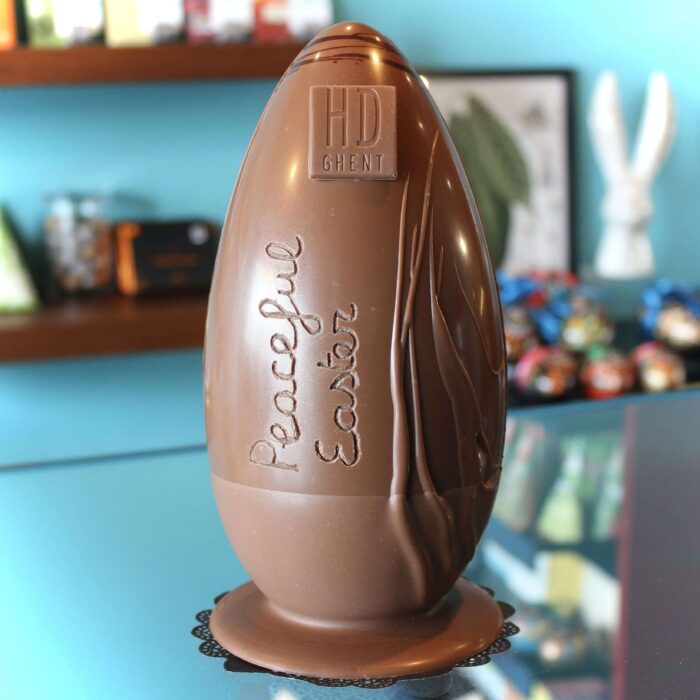 hilde devolder chocolatier easter egg peaceful easter milk chocolate 22 cm