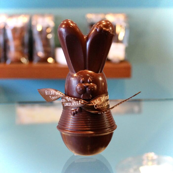 hilde devolder chocolatier easter rabbit dark chocolate vegan
